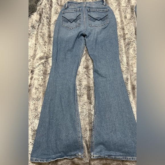 Women's Light Blue Distressed Flare Jeans - Picture 6 of 10